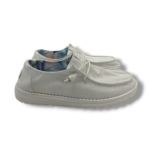 Hey Dude Wendy Shoes Womens 8 Silk Moon White